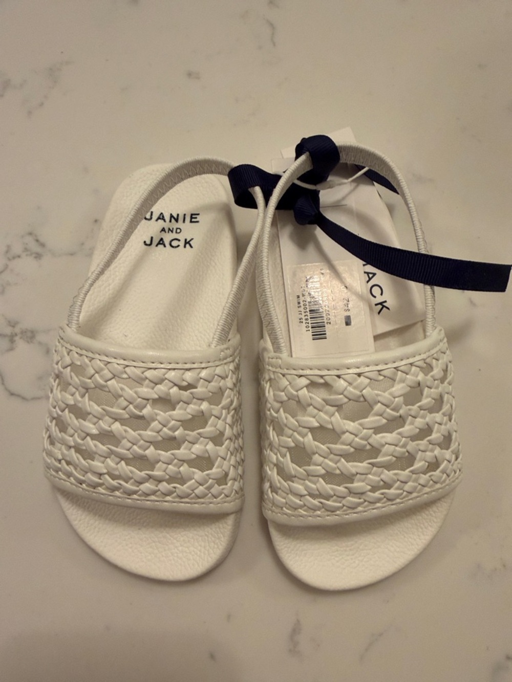 NWT Janie and Jack White Braided Slide Sandals
